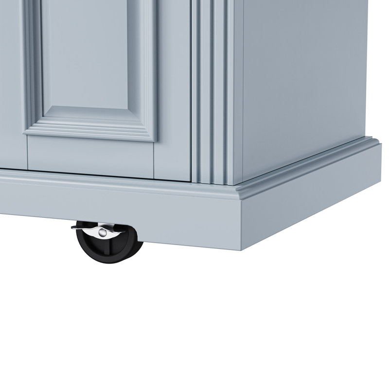 Îlot de cuisine avec des lignes modernes et une teinte grise bleue de 54,62 po, Gris