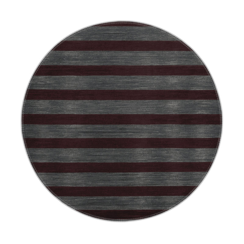 Tapis intérieur / extérieur brun HorizontalStripes, Rectangle 5 pi x 7 pi