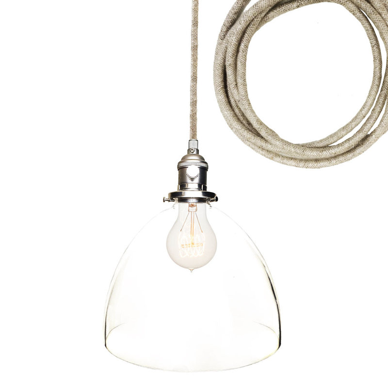 Luminaire suspendu en forme de dôme à 1 lumière Bubble, Pas d'ampoule, Nickel