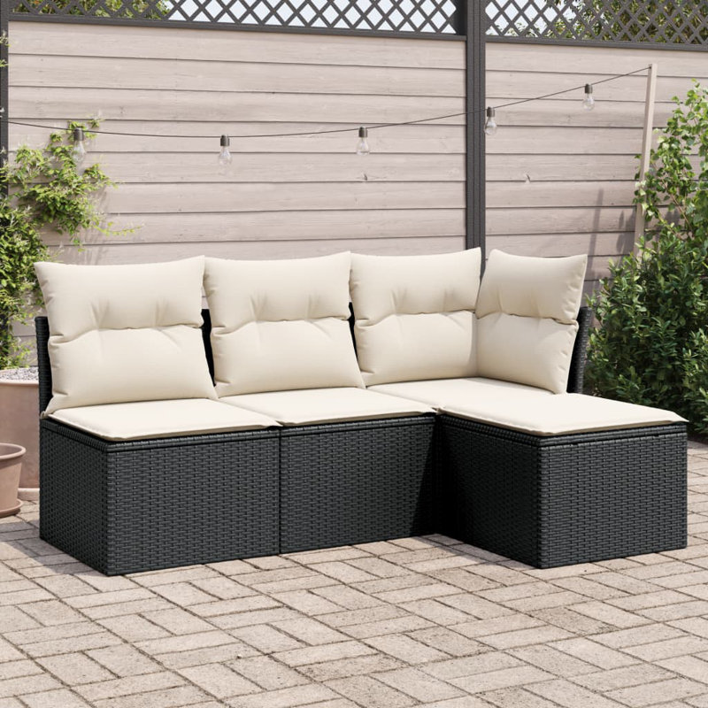 Vidaxl Garden Sofa Set Black, Cream White
