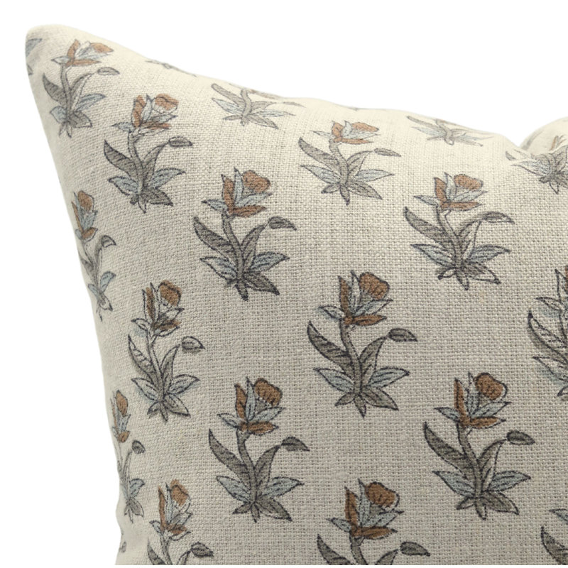 Linen Pillow Cover, 14"H x 14"W, Square, Pink Floral 1