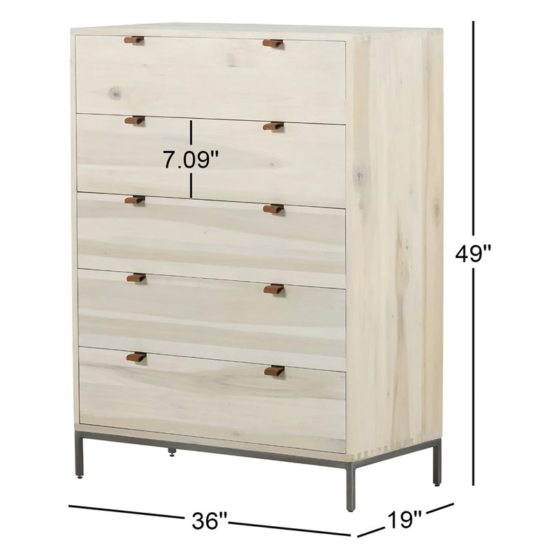 Trey 5 - Drawer Solid Wood Dresser, Dove Poplar