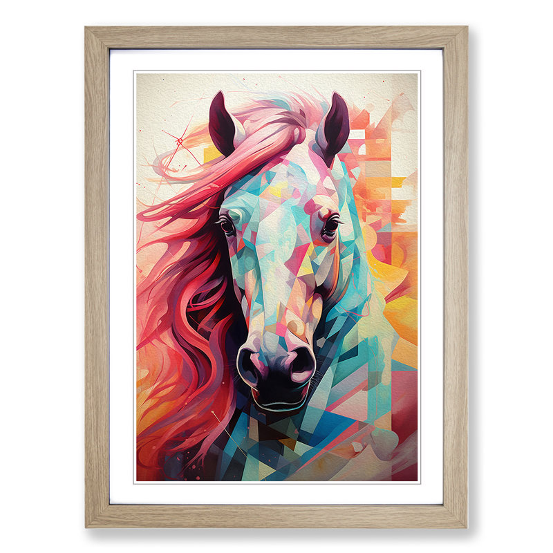 Pony Geometric No.2 - Framed Print, Oak, 34cm H x 25cm W x 2cm D