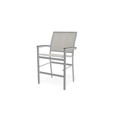 Bazza Sling Aluminum Frame Balcony Height Stacking Café Chair with Marine Grade Polymer Arm Accent