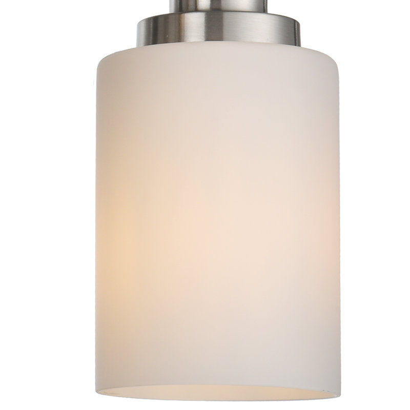 Applique murale de style campagne moderne à 3 lumières en nickel brossé avec abat-jour en verre blanc laiteux, Nickel