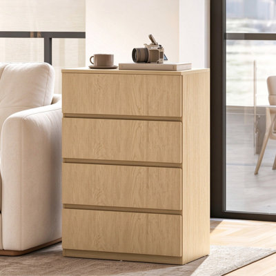 Soft Close Dresser, Engineered Wood 4-Drawer Chest of Drawers for Bedroom Storage