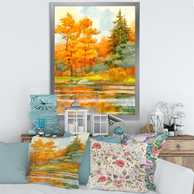 Forêt automnale au bord du lac IV - Peinture sur toile