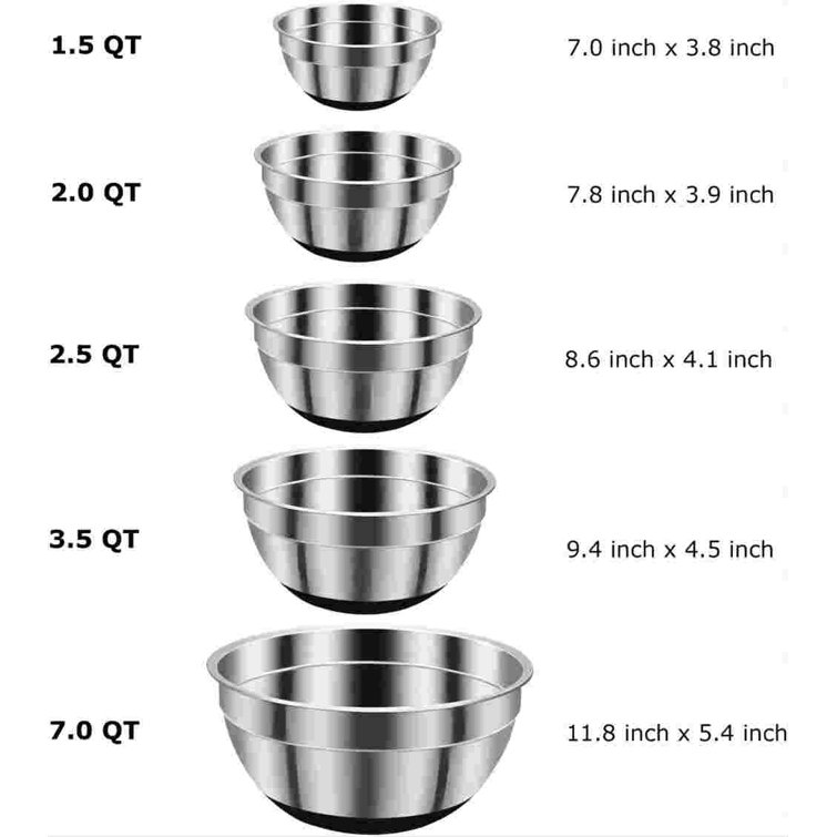 Ccornelus Stainless Steel 5 Piece Nested Mixing Bowl Set