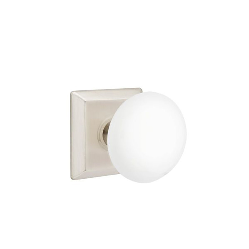 Bouton blanc ice privacy avec rose quincy, Nickel satiné