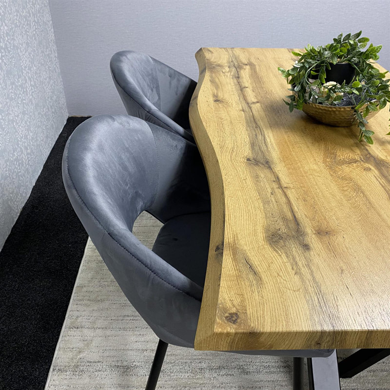Brown Wooden Dining Table with 2 grey Chairs and Bench - Dining Kitchen Room Furniture