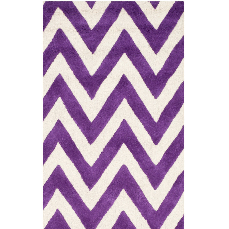 Sanyla Hand Tufted Wool Chevron Rug, Rectangle 2' x 3'