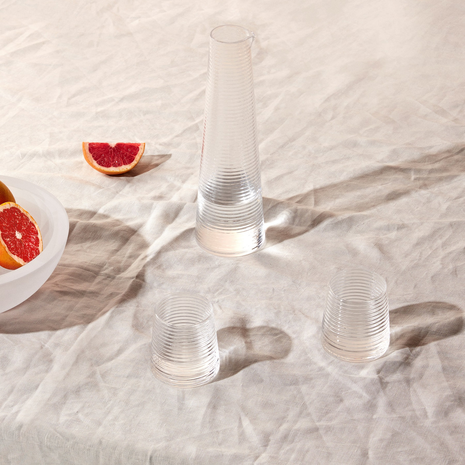 Poem Ribbed Crystal Drinking Glass, Clear