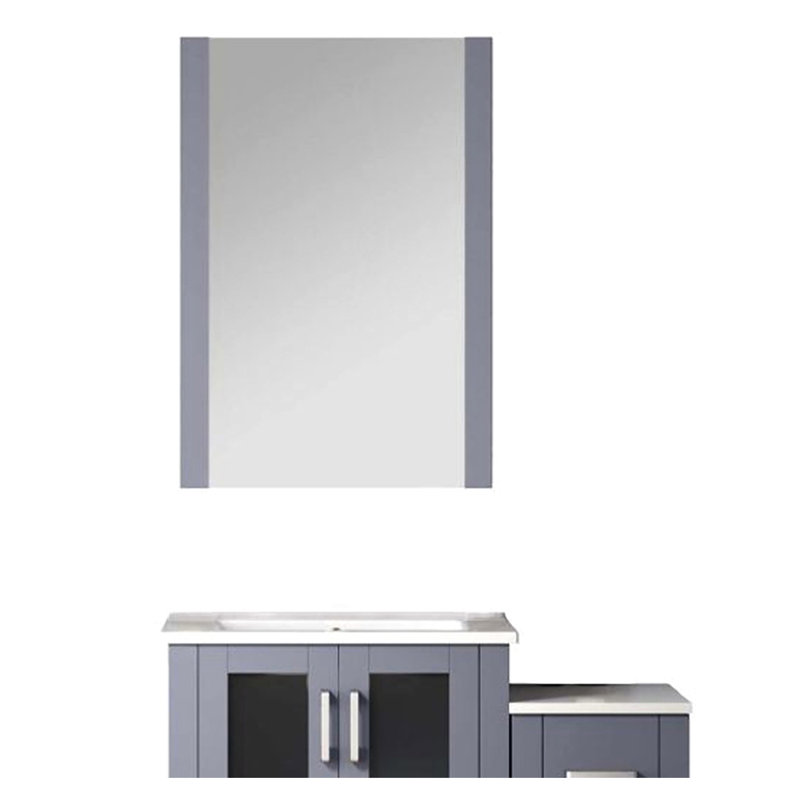 36 po L Meuble-lavabo gris foncé avec armoire latérale, comptoir en céramique blanche, 22 miroirs, tiroirs à fermeture en douceur et beaucoup d'espace de rangement, meuble-lavabo, surface, tiroirs, grand
