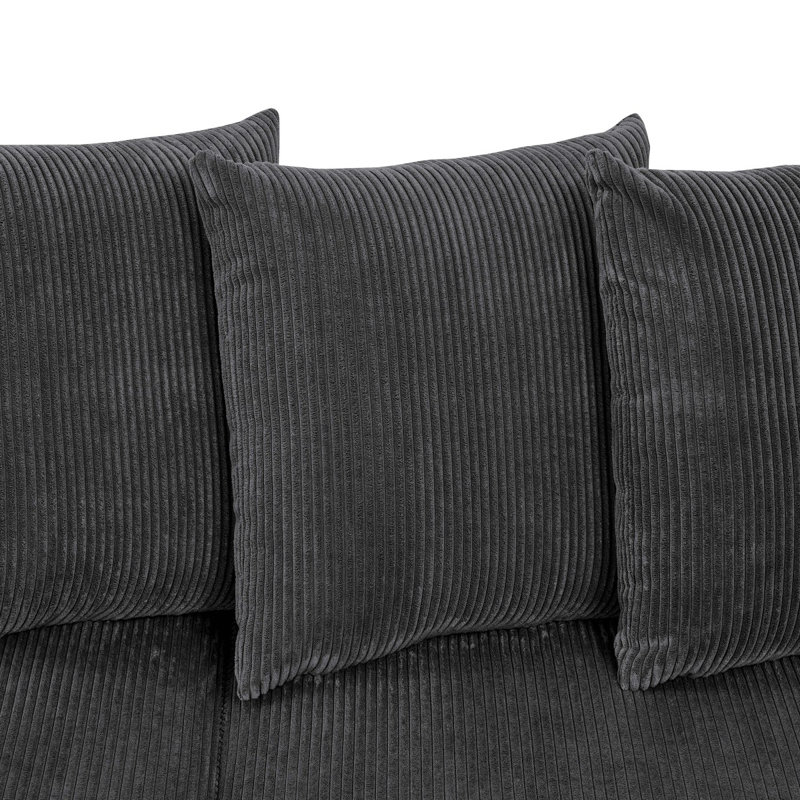 Large Seating Corduroy Modular Sleeper Sectional, Dark Gray