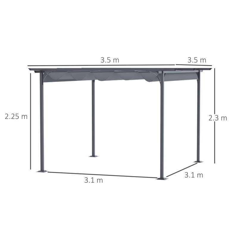 Pineland 3.5m x 3.5m Metal Pergola