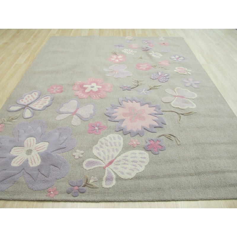 Rustic Elena Gray Hand Tufted Wool Rug, Rectangle 2' x 3'