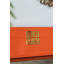 Ensemble de 2 boîtes de rangement décoratives en bois, finition laquée orange avec fermoirs géométriques argentés-473910878