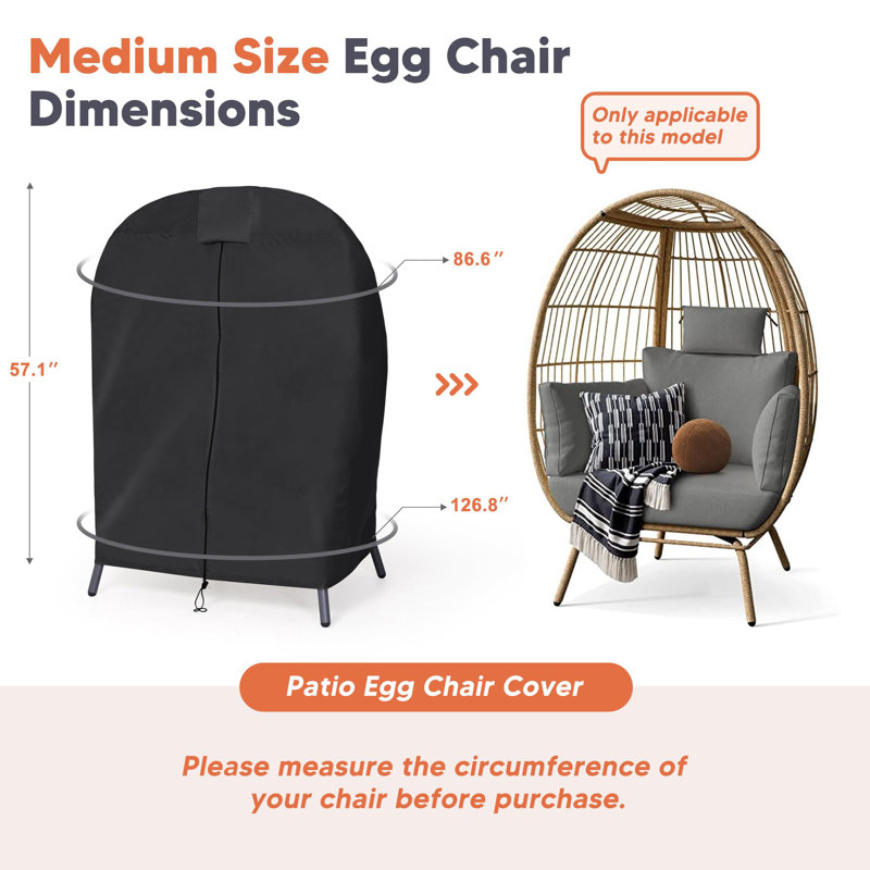 Housse pour chaise de jardin, housse de mobilier d'extérieur pour terrasse, taille moyenne, noir