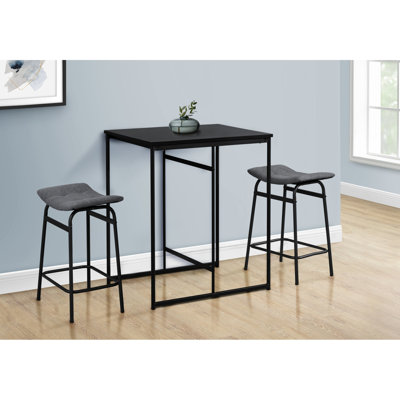 Table de salle à manger, rectangulaire, 32 po, petite hauteur, comptoir, stratifié noir, métal noir, contemporain, moderne