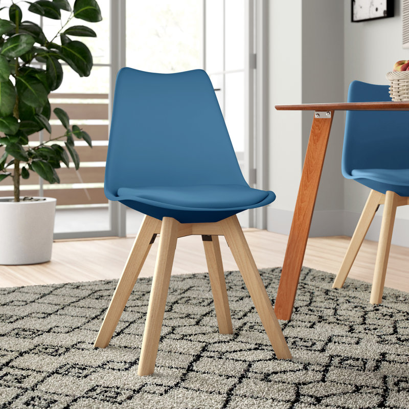 Mira 43cm H Polyester Blend Upholstered Dining Chair, Blue