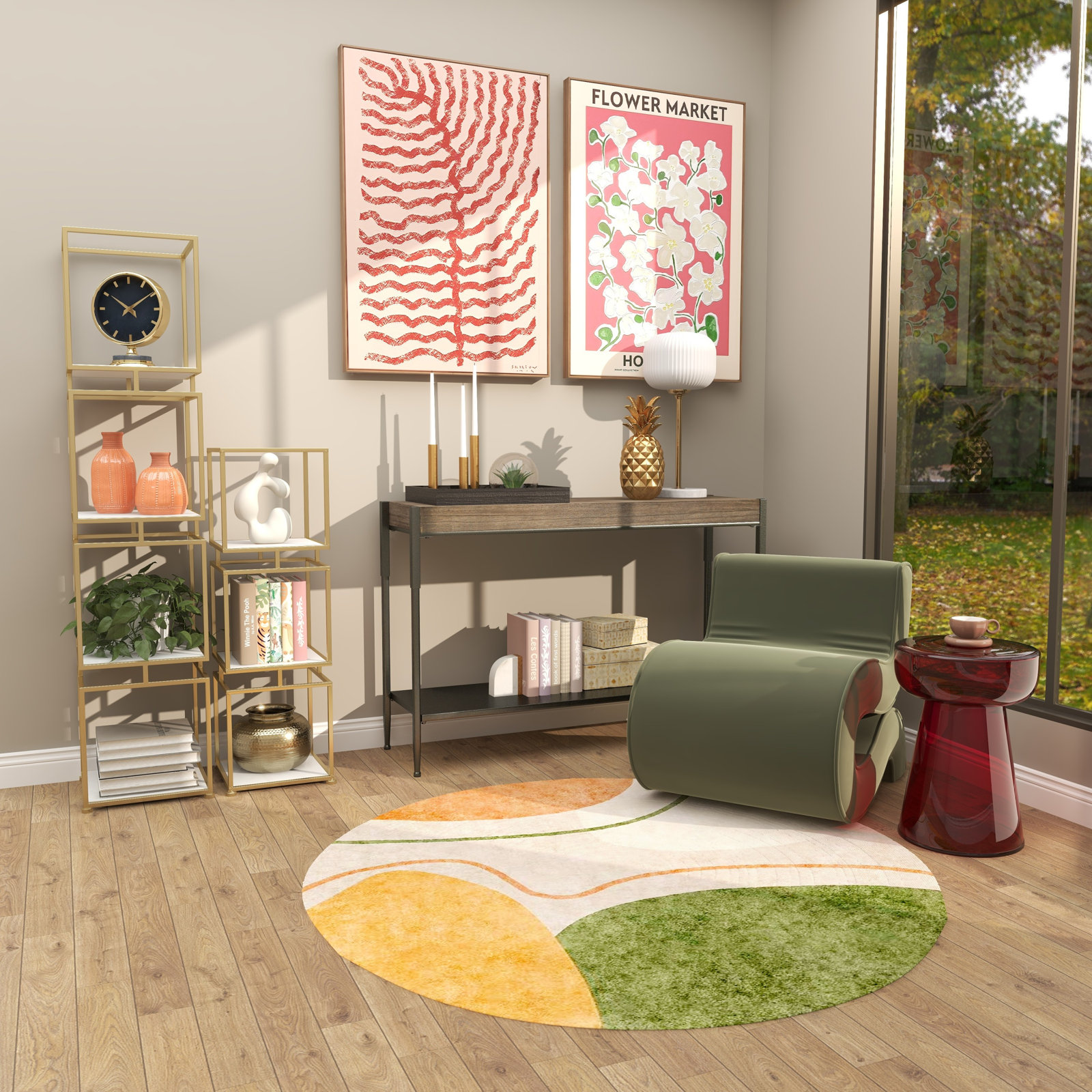 Maxxe Glass End Table, Amber Red