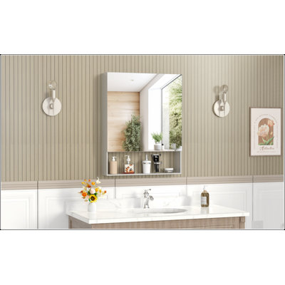 Armoire à pharmacie murale avec miroir, tablettes réglables et cadre en aluminium durable pour les solutions de rangement modernes