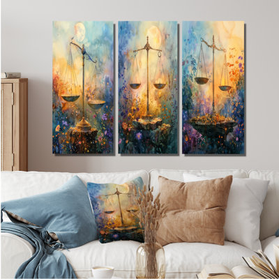 Astrologie équilibrée jaune et bleue, Balance I - Collection d'art mural moderne