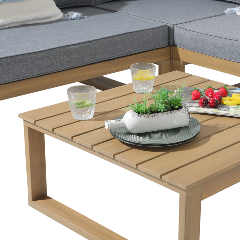 Ensemble de conversation modulaire pour patio avec coussins Divacia Acacia pour 5 personnes, Gris