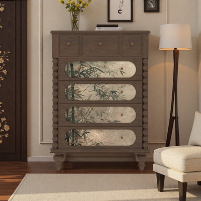 Chinese Style Bamboo Ink Painting Chest