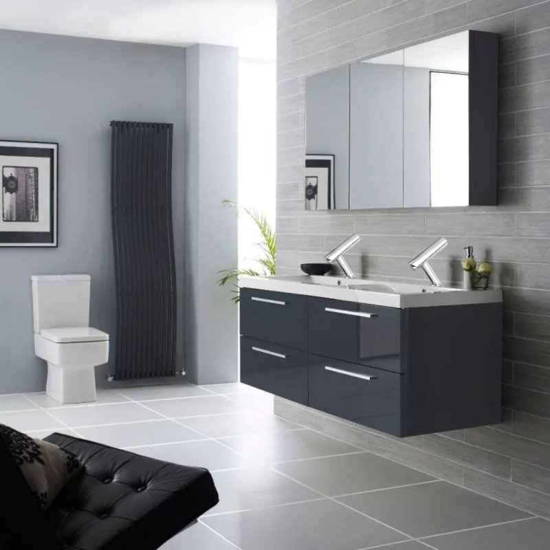 Robinet de salle de bain Waterfall en nickel brossé avec base carrée et poignée simple