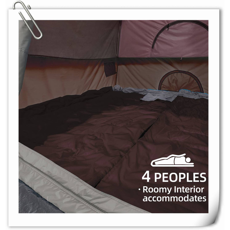 Tentes de camping pour 2/4/6 personnes imperméables et faciles à installer, Brun et rouge