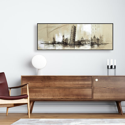 Pise Tower Sketch - Framed Canvas for Home Decor | Industrial Style