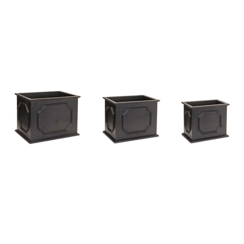 Boîte à fleurs en bois, H 11,1 po x l 13,05 po x P 8,25 po, Noir