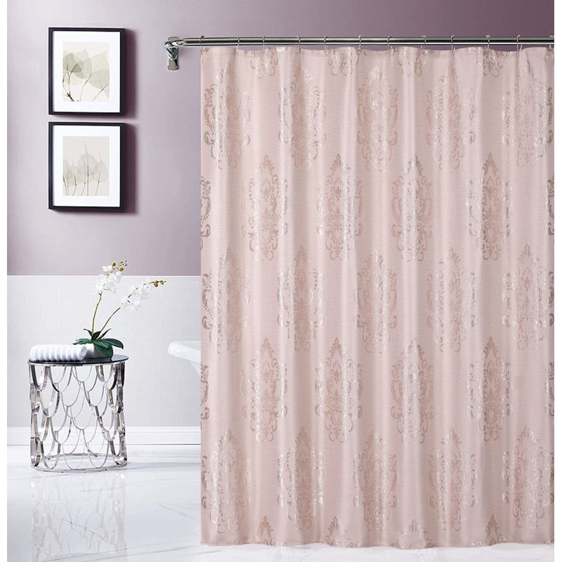 Rideau de douche simple en damas Abryl, Rougir