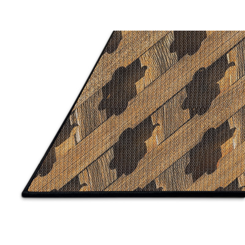 Tapis brun/noir tissé à la machine, Rectangle 5 pi x 7 pi