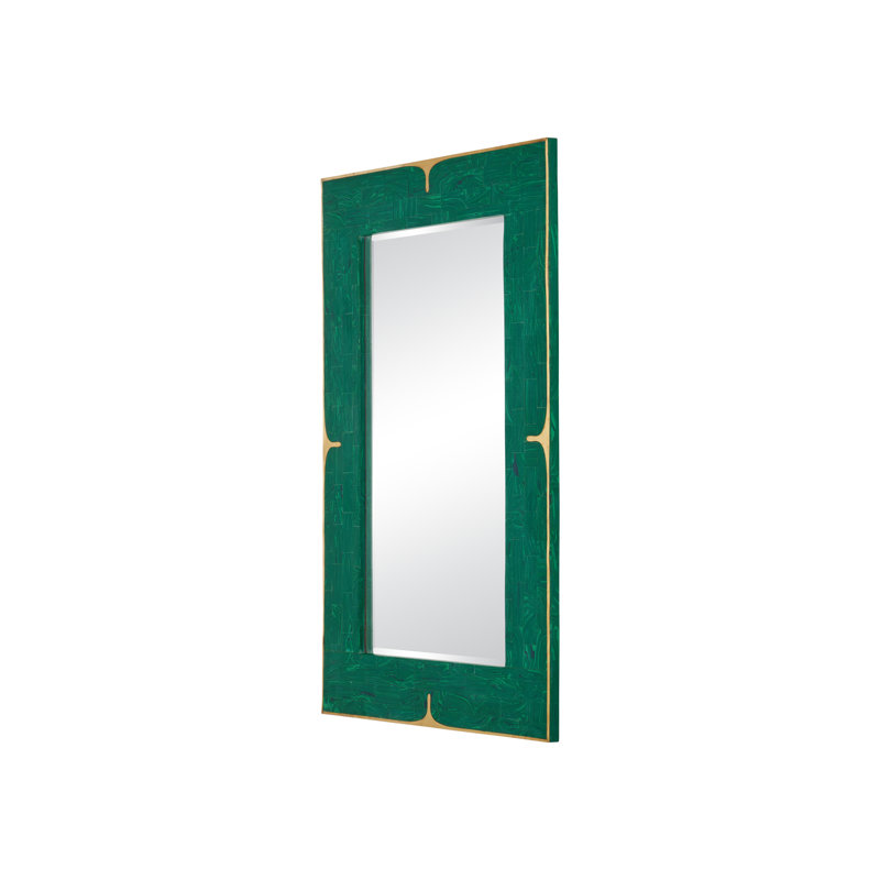 Orin Mirror, Marbled Green, Brushed Brass