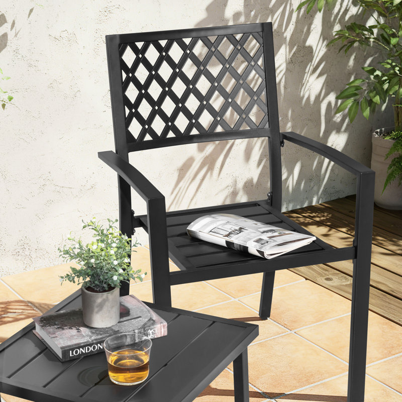 Ensemble bistro 3 pièces avec chaises empilables, cadre thermolaqué