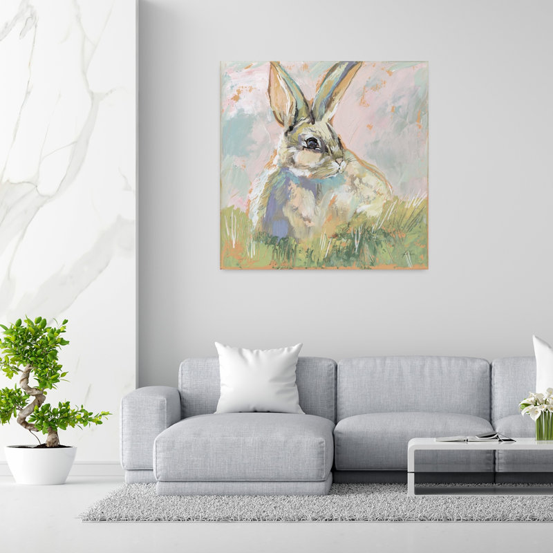 Art contemporain Bugsy neutre avec animaux, H 48 po x l 48 po