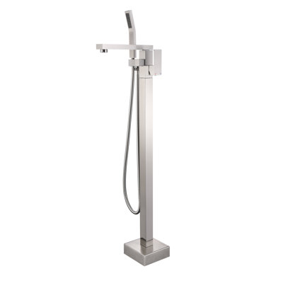 Robinet de baignoire autoportant monocommande à fixation au sol avec douche à main
