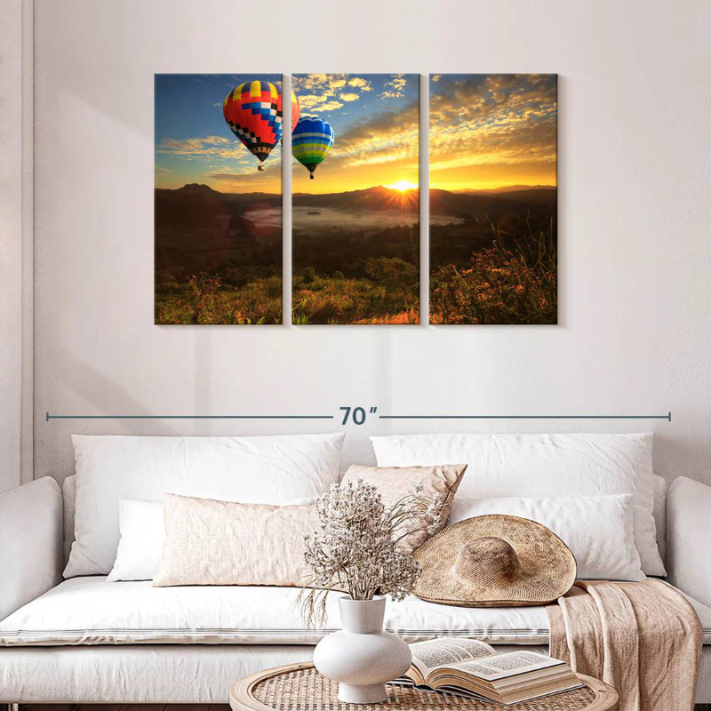 Montgolfières Mehar au lever du soleil, H 28 po x l 45 po