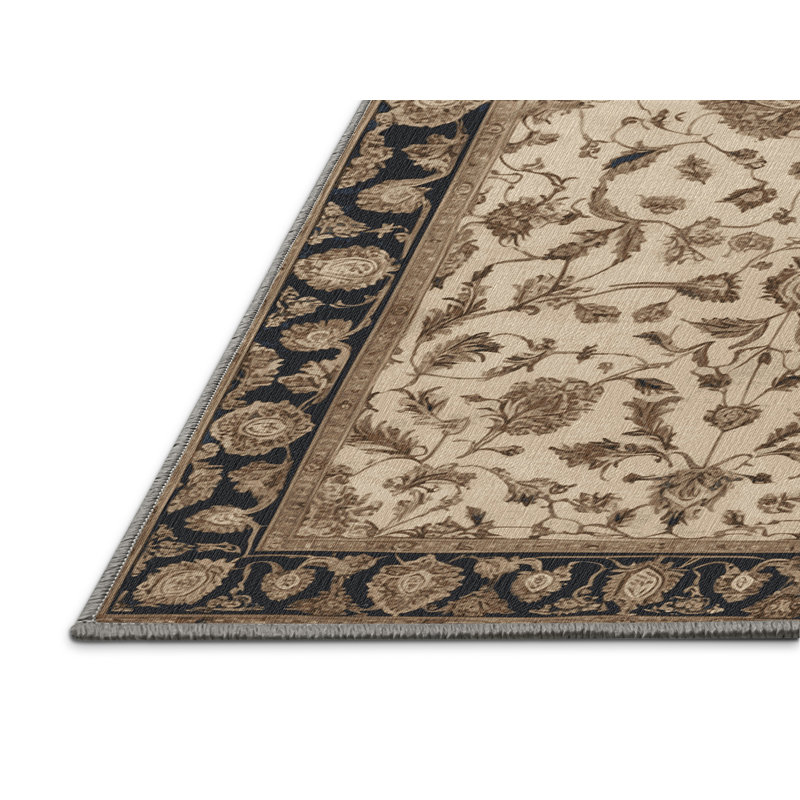 Tapis persan gris lavable à la machine, Rectangle 5 pi x 7 pi