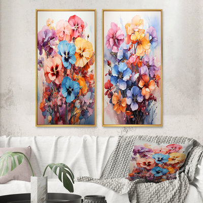 " Pansies Representation Multicolored Acrylic " 2 - Pieces