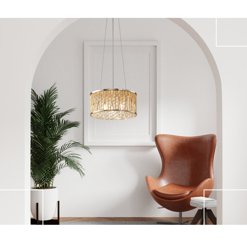 Avennes 3 - Light Drum Chandelier, Gold