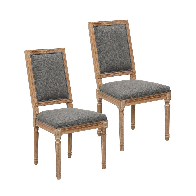 Chaise d'appoint rembourrée en lin Haile, Gris foncé