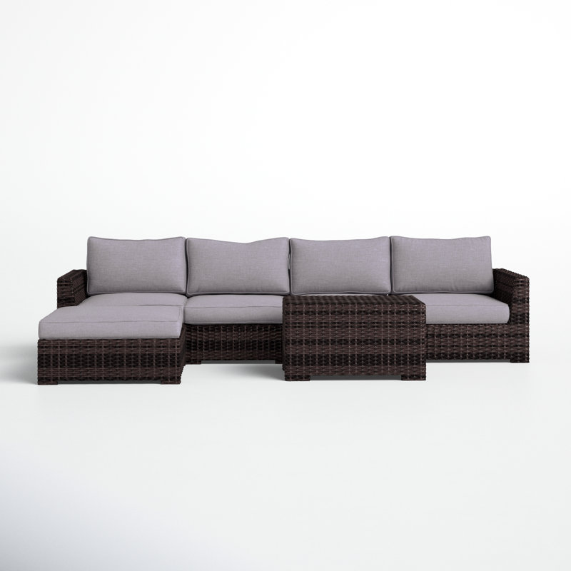 Carmel Rattan Wicker Fully Assembled 5 - Person Seating Group with Cushions