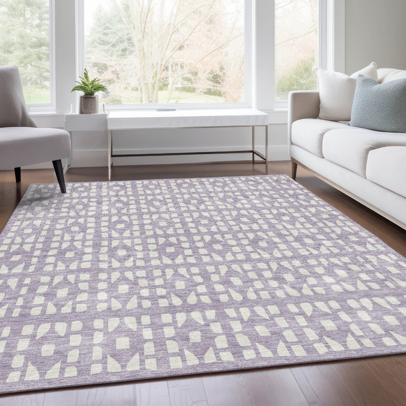 Tapis lavande Prisco lavable à la machine de qualité supérieure, Rectangulaire 3 pi x 5 pi