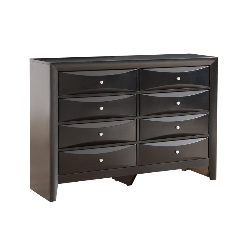 Commode moderne noire avec panneau de particules stable et tiroir en métal