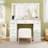 Vanity Desk with Mirror and Lights Storage Stool Power Outlets 3 Lighting Colors