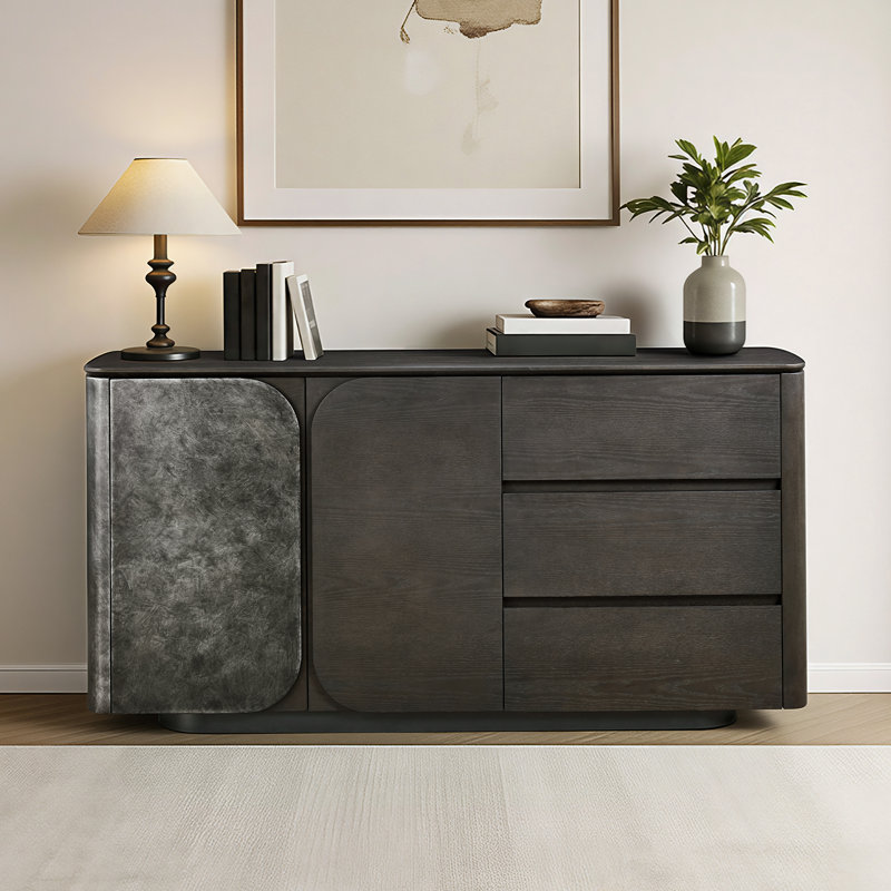 Raventon 63" Mid-Century Modern Solid Wood Sideboard with Drawers and Adjustable Storage