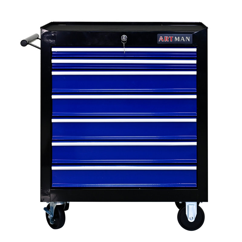 7 DRAWERS MULTIFUNCTIONAL TOOL CART, Blue/Black